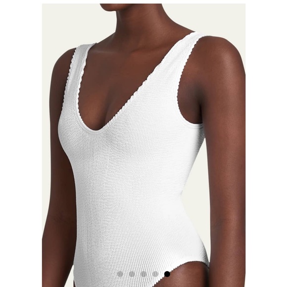 Bone Eye Crinkle One Piece Bathing Suit White - Picture 4 of 10